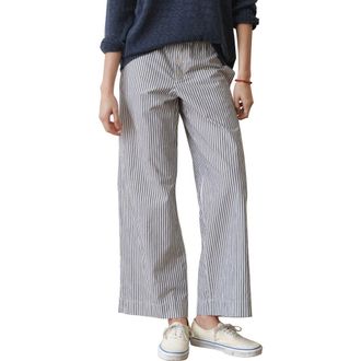 Marine Layer Stripe Pima Cotton Boxer Pants in Blue Stripe at Nordstrom, Size X-Large