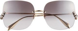 Alexander McQueen 63mm Frameless Sunglasses in Gold Gold Grey at Nordstrom Rack