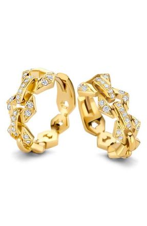 DRIES CRIEL Flowe Pavé Diamond Hoop Earrings in Yellow Gold at Nordstrom