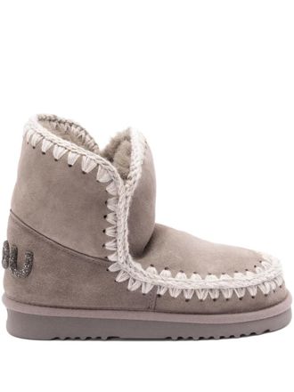 Mou crochet-detail sheepskin boots - Grey