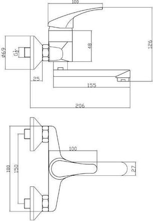 Ferro Grifo De Pared Ferro Acabado Cromado Brillante Con Pico Orientable