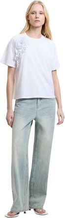 French Connection Dames-T-shirt van roze cr&ecirc;pe (Wit)