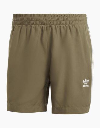 adidas Mens Originals Three Stripes Patterned Swim Short - Olive White - Size: 35/34/32