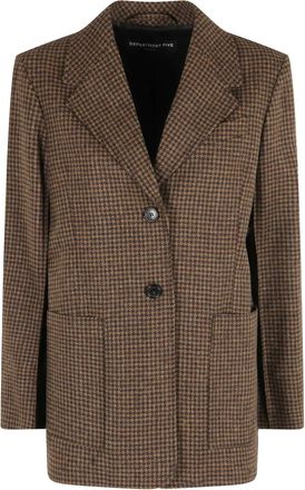 Department Five Blazer met elleboogpatch en pied-de-poule print - Bruin