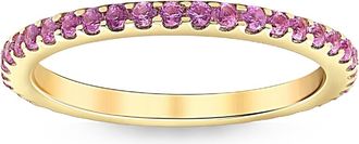 Pompeii3 3/4Ct Pink Sapphire Stackable Ring Wedding Band 10k Yellow Gold