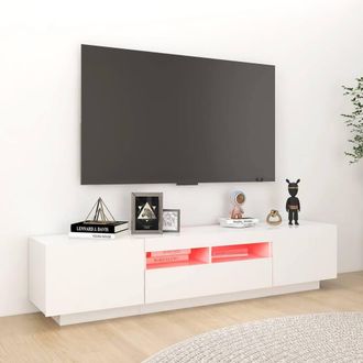 Berkfield Home TV Cabinet with LED Lights White 180x35x40 cm | Size: 180 x 35 x 40 cm