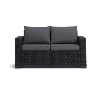Keter California sofa 2 seater con cuscini seduta/schienale - 141x68x71,5h - Round Wicker 6 mm - Grafite Keter