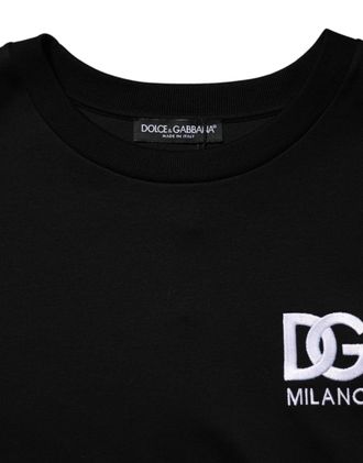 Dolce & Gabbana Mens Black Cotton Dg Logo Embroidery Top T-Shirt