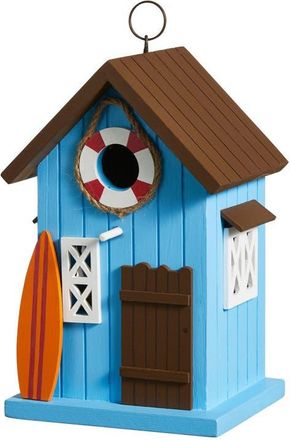Glitzhome Modern Solid Wood Yellow General Store Decorative Outdoor Garden Birdhouse in Blue at Nordstrom, Size Medium