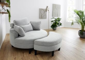 Atlantic Home Collection Loveseat »Ravi, B: 114 cm« XXL- Sessel, mit Stauraumhocker, Rückenstütze & 4 Zierkissen