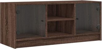 vidaXL Vidaxl - Mueble de tv con puertas de vidrio marrón roble 102x37x42 cm