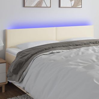 vidaXL Cabecero Con Led Cuero Sint&eacute;tico Color Crema 180x5x78/88 Cm Vidaxl