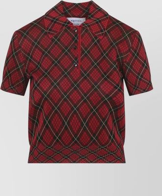 Alexander McQueen microcheck polo shirt lurex collar detail