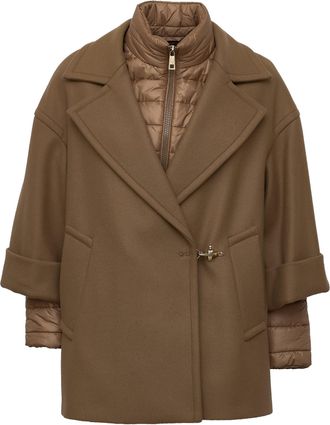 Fay Double Wool Cashmere Quilted Detachable Cape