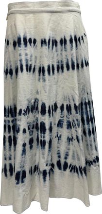 Max Mara Weekend Max Mara Tie-Dye Print Midi Skirt in White Cotton