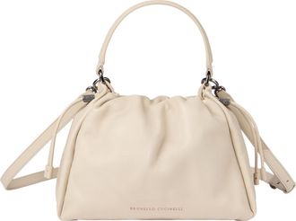 Brunello Cucinelli Small Soft Leather Mellow Bucket bag in Ivory at Nordstrom