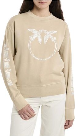Pinko Pinko, Hoodies & sweatvesten, Dames, Beige, S, Katoen, Mindelo Maglia
