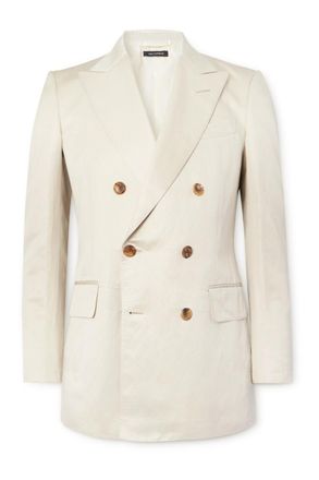 Tom Ford Dyllan Double-Breasted Silk and Linen-Blend Twill Suit Jacket