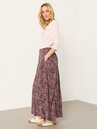 Fat Face FatFace Midi Skirt in Purple Paisley
