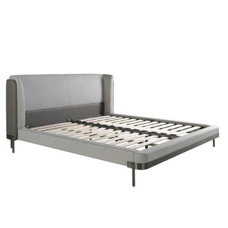 Angel Cerd&aacute; Double Bed 180x200 cm - Light Grey Fabric with Dark