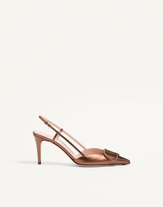 Valentino Garavani D&eacute;collet&eacute; Slingback VLogo Signature In Nappa Laminata 80Mm Donna BRONZE 35.5