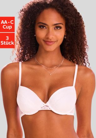 Petite Fleur Push-up-BH PETITE FLEUR, Damen, Gr. 70, Cup AA, 2x wei&szlig;, 1x schwarz, Spitze, Obermaterial: 60% Polyamid, 35% Polyester, 5% Elasthan, BHs Push-up-BH, B