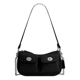 Coach Twin Turnlock Waverly Bag Silver Black CDZ20-LHBLK