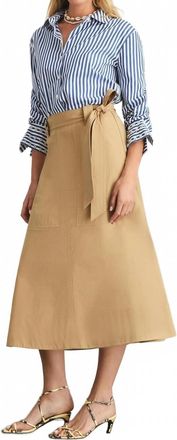 Tanya Taylor Brinson Midi Skirt In Dark Khaki