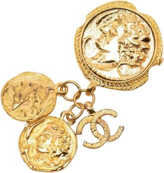 Chanel Pre-owned Jewellery, female, Yellow, Size: ONE SIZE Pre-owned Coin Embellished Brooch