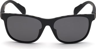 adidas 55mm Round Sunglasses in Matte Black /Smoke Polarized at Nordstrom