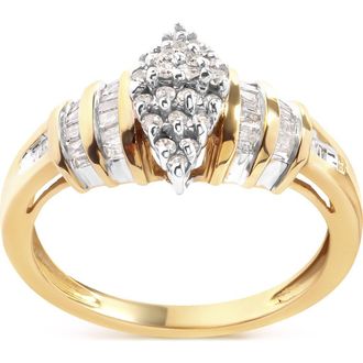 House of Brilliance 10K Yellow Gold 1/2 Cttw Diamond Head & Multi Row Ring at Nordstrom, Size 7