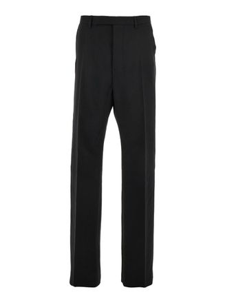 Rick Owens Geth Black Tailored Trousers With Belt Loops In Wool Man