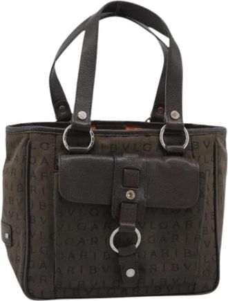 Bulgari Pre-owned Vintage Canvas Handbag - Dames - Vintage Handtas - Bruin - ONE Size - Leer - Vintage
