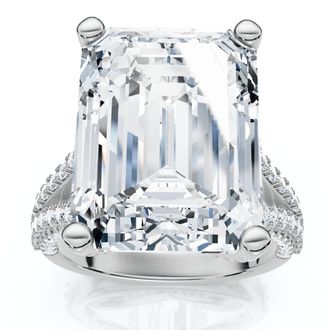 Pompeii3 Certified 9.80Ct Aspen Emerald Cut Diamond Engagement Ring 14k Gold Lab Grown