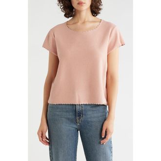 Adrianna Papell Boat Neck Cap Sleeve Seed Stitch Sweater in Peach Rose at Nordstrom Rack, Size X-Small