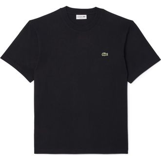 Lacoste Cotton Crewneck T-Shirt in Black at Nordstrom, Size 8
