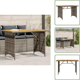 vidaXL Tavolo in rattan - vidaXL Tavolo da Giardino Piano in Legno Grigio 110x68x70cm Polyrattan - Tavolo in acciaio