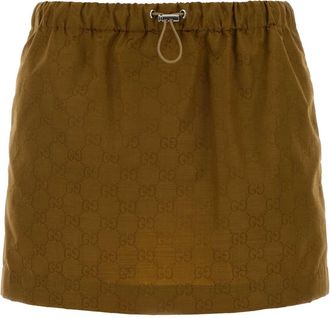 Gucci Olive Green Gg Jersey Mini Skirt