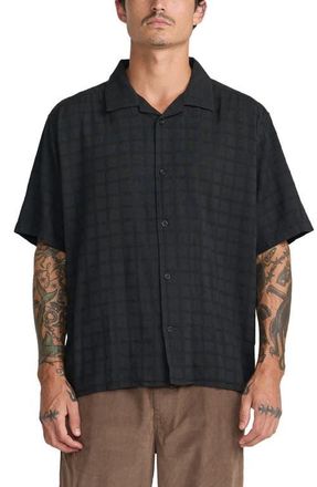 Rvca Vacancy Camp Shirt in Pirate Black at Nordstrom, Size Xx-Large