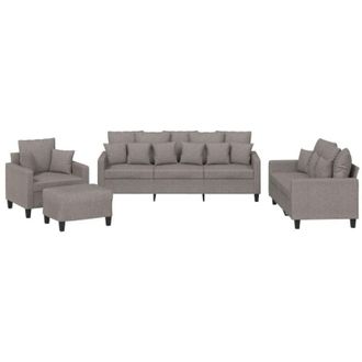 vidaXL vidaXL Set Divani 4 pz con Cuscini Tortora in Tessuto