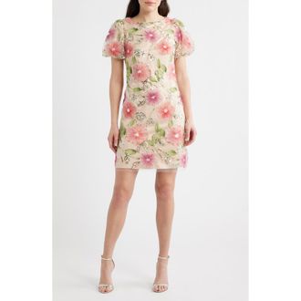 Eliza J Sequin Floral Shift Dress in Purple Mul at Nordstrom, Size 12
