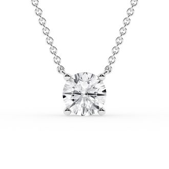 Grown Brilliance 1 Carat Round Lab Grown Diamond Pendant Necklace in 10K White Gold, 18 Cable Chain, Lobster Clasp, G Color, SI Clarity