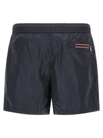 Moncler Logo Patch Technical Canvas Swim Shorts - Black