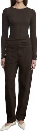 Enza Costa Silk Knit Crew Tee In Brown