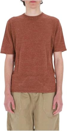 Roberto Collina T-shirt gem&ecirc;leerd in lino-cotone - Heren - T-shirts - Bruin - L - Leer - Tops