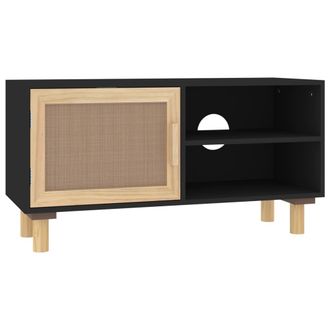 vidaXL Mueble Para Tv Madera Maciza Pino Y Rat&aacute;n Natural 80x30x40 Cm Vidaxl