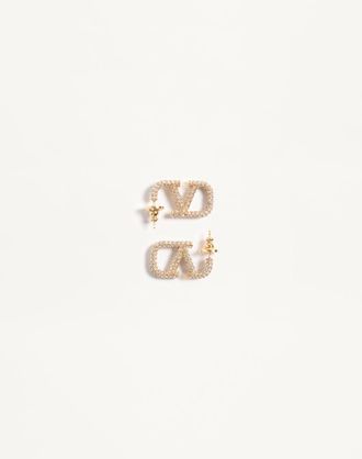 Valentino Garavani Orecchini VLogo Signature In Metallo E Cristalli Swarovski Donna ORO/CRYSTAL UNI