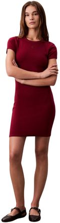 Calvin Klein Womens Mini T-Shirt Dress with Round Neck, Red (Magenta Jewel), XS