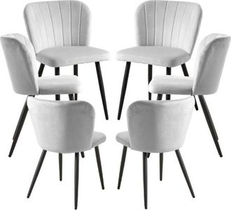 Regalos Miguel Regalos Miguel - Packs Sillas Comedor - Pack 6 Sillas Luk Terciopelo - Gris Claro