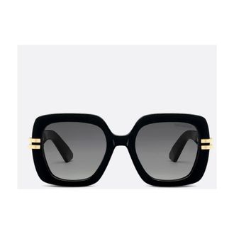 Dior Sunglasses, unisex, Black, 52 MM, Square Sunglasses with Gold Accents